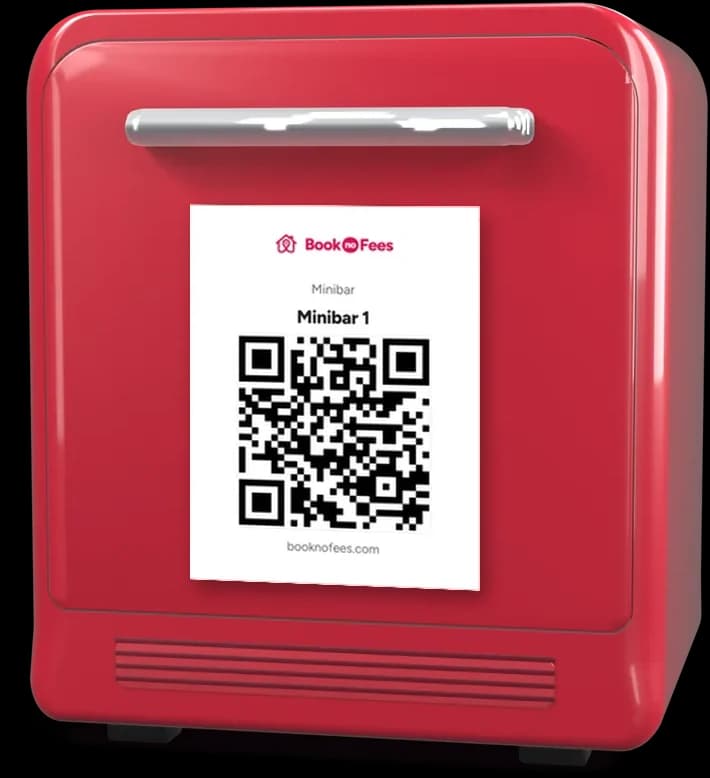 Minibar BookNoFees : la carte QR imprimée sur sa porte